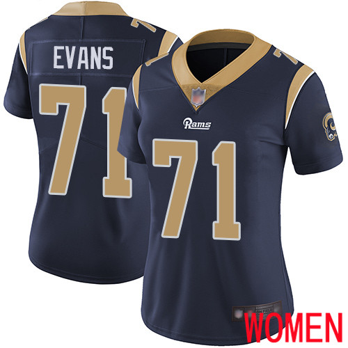 Los Angeles Rams Limited Navy Blue Women Bobby Evans Home Jersey NFL Football #71 Vapor Untouchable->los angeles rams->NFL Jersey
